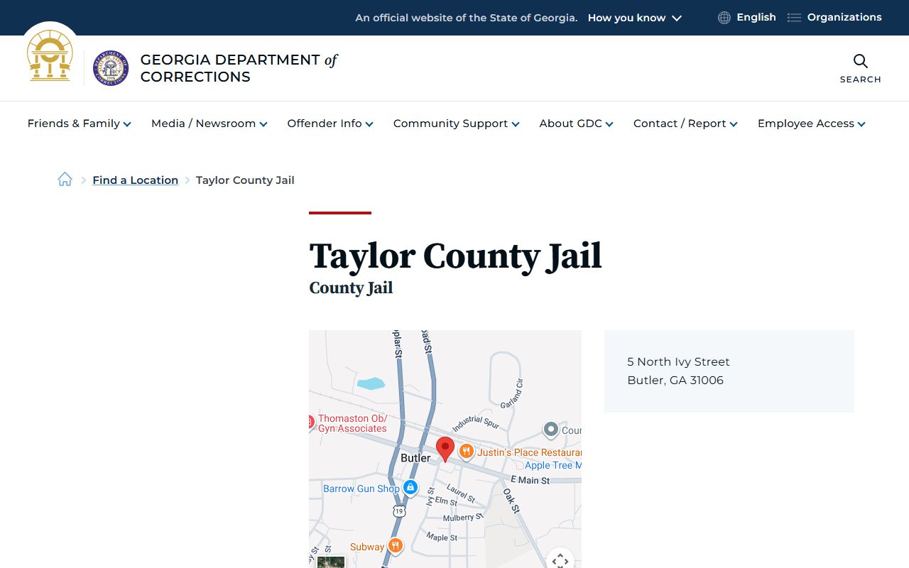 Taylor County arrest history jail facility card