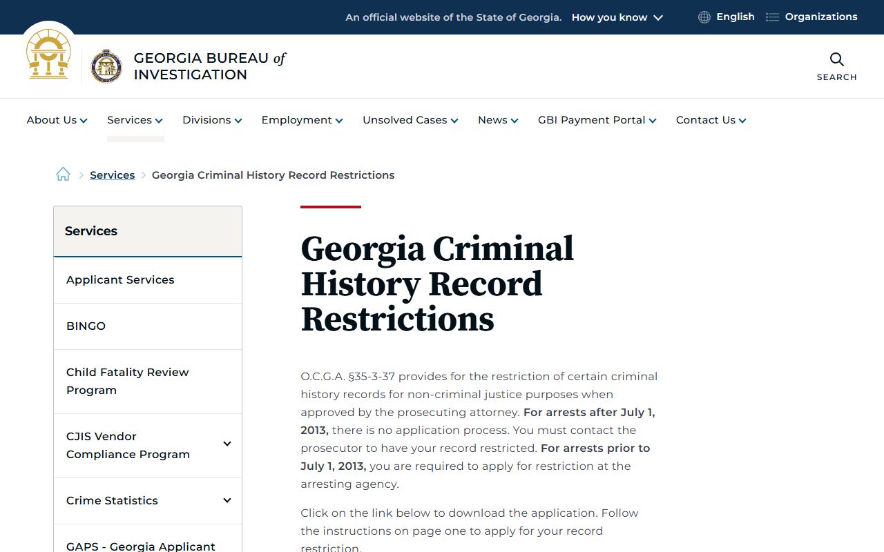 Georgia record restriction instructions for Taylor County arrests